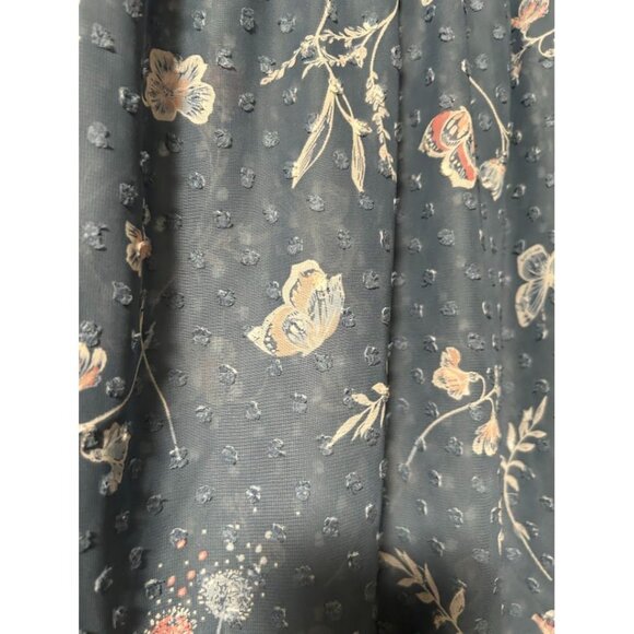 Lauren Conrad XS Floral Print‎ Blouse With 3/4 Sleeves & Pleated Design - Picture 3 of 7